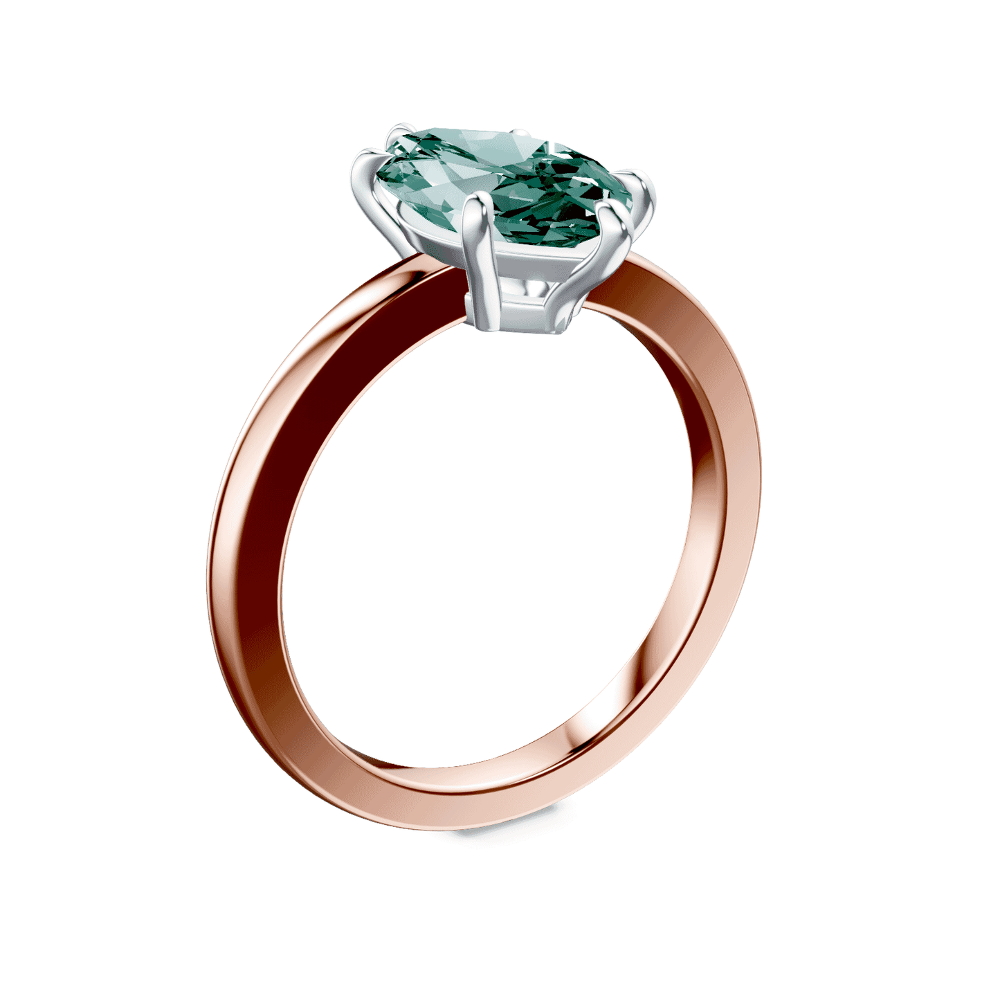 Marquise Cut Low Profile Green Diamond Ring