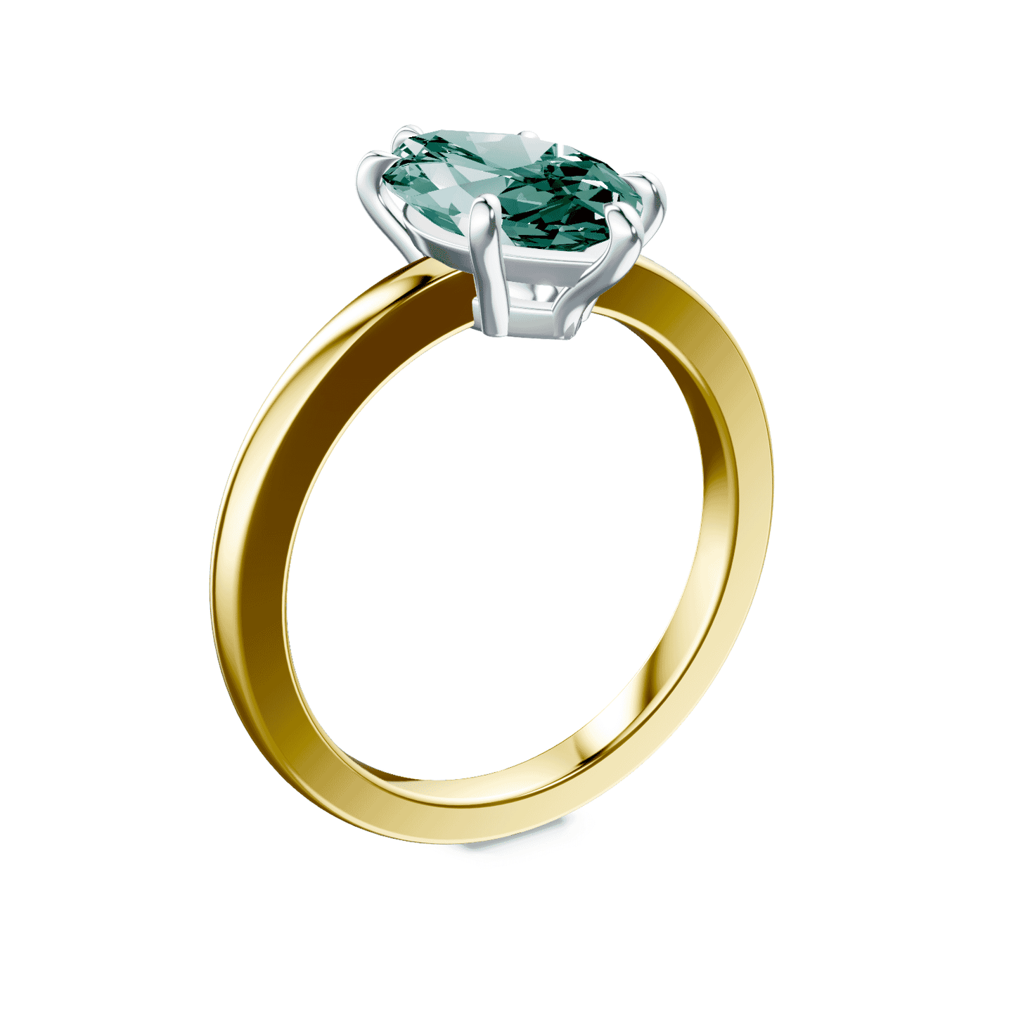 Marquise Cut Low Profile Green Diamond Ring