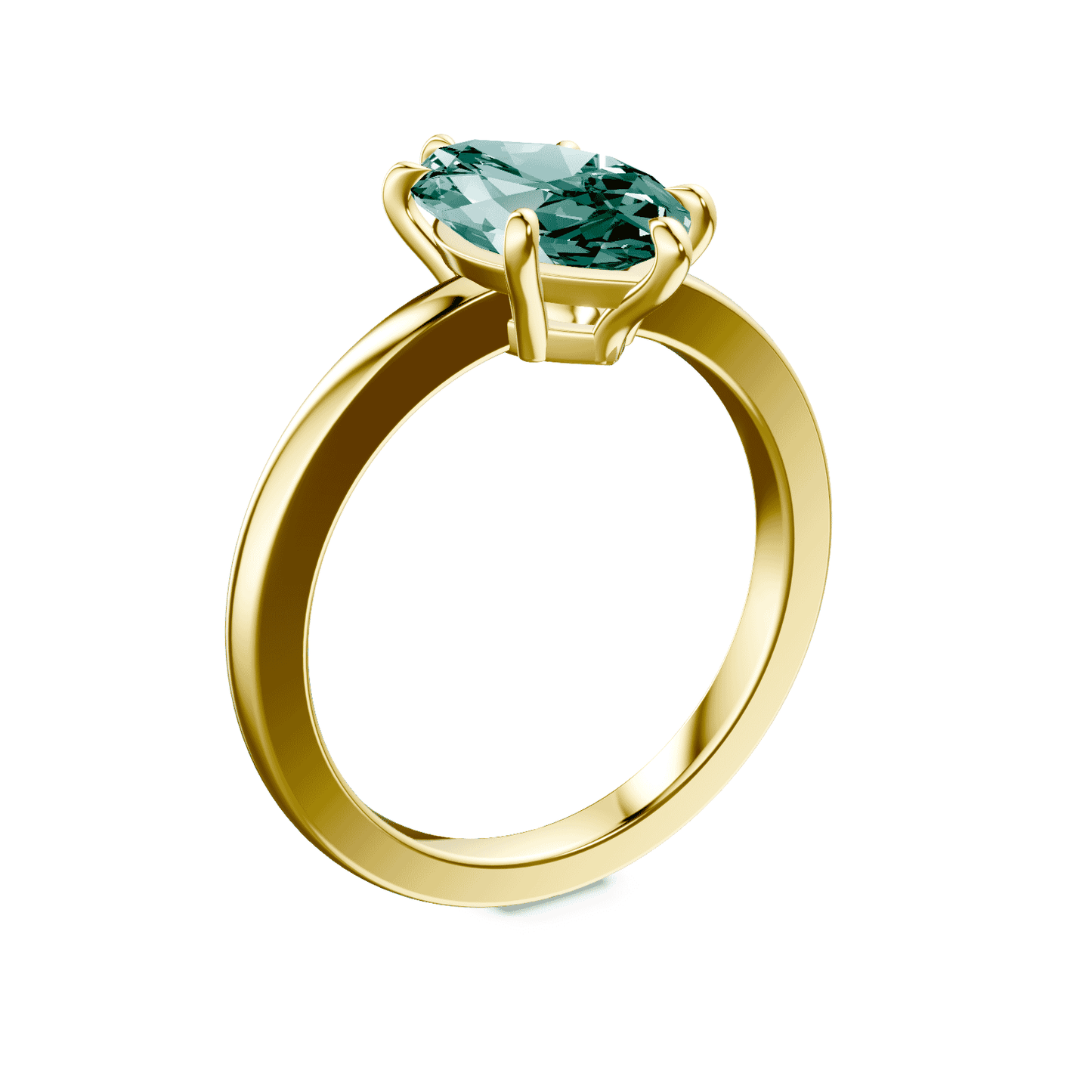 Marquise Cut Low Profile Green Diamond Ring