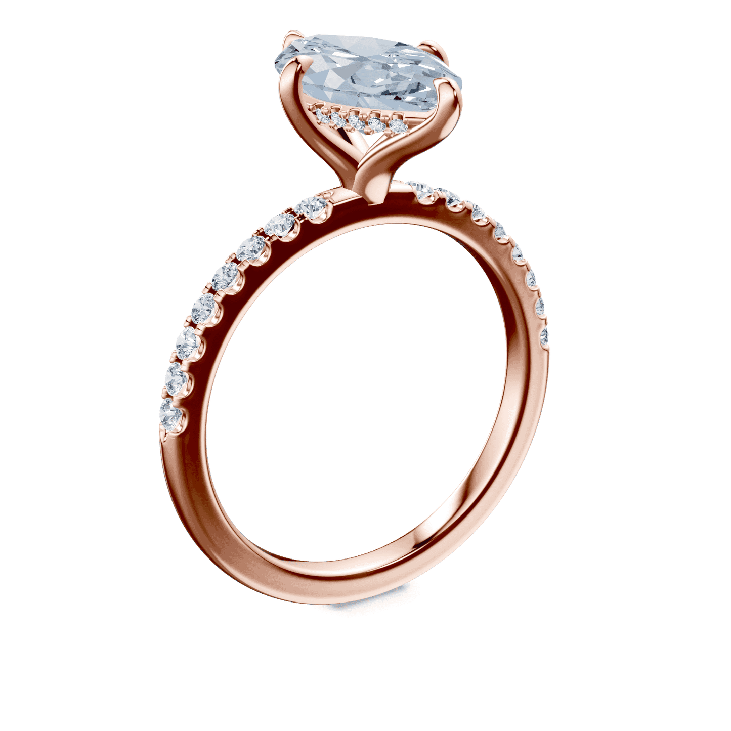 Marquise Cut Low Profile Blue Pave Ring