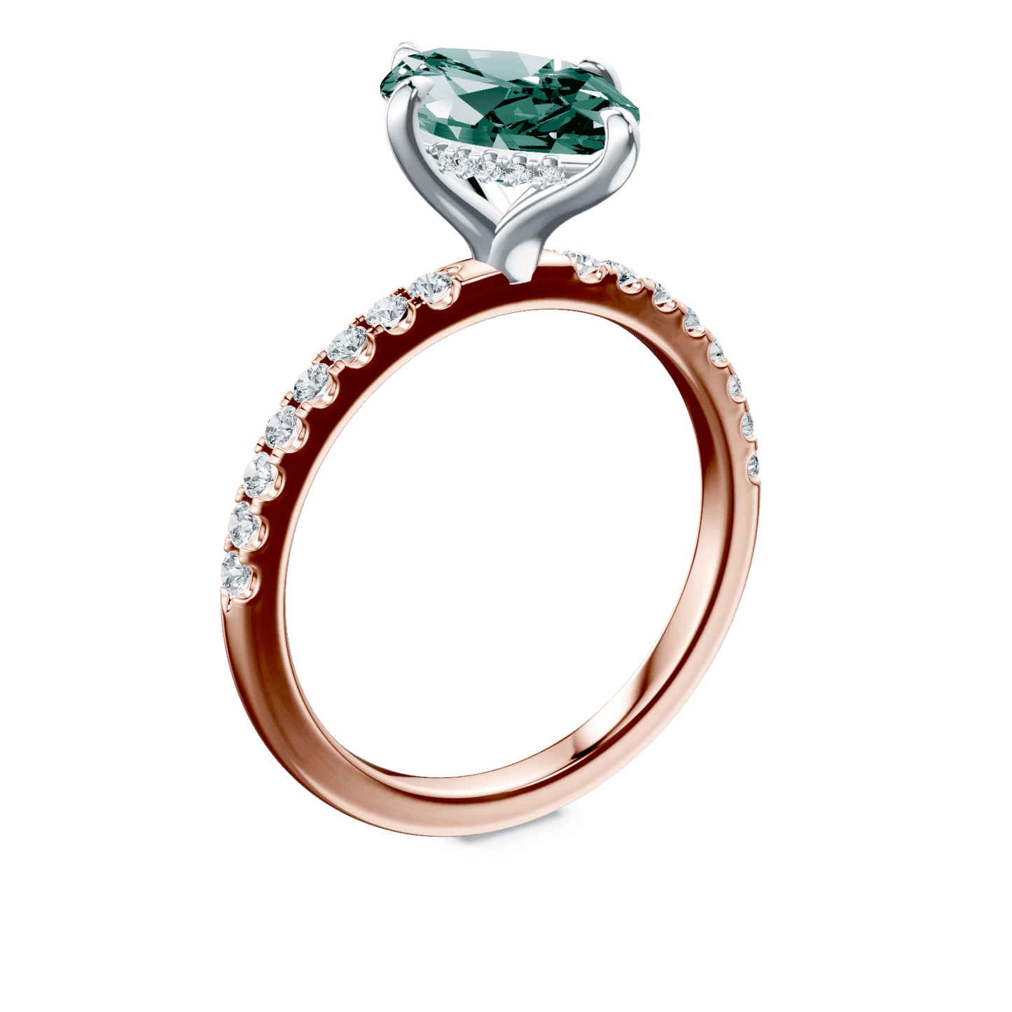 Marquise Cut Green Diamond Pave Ring