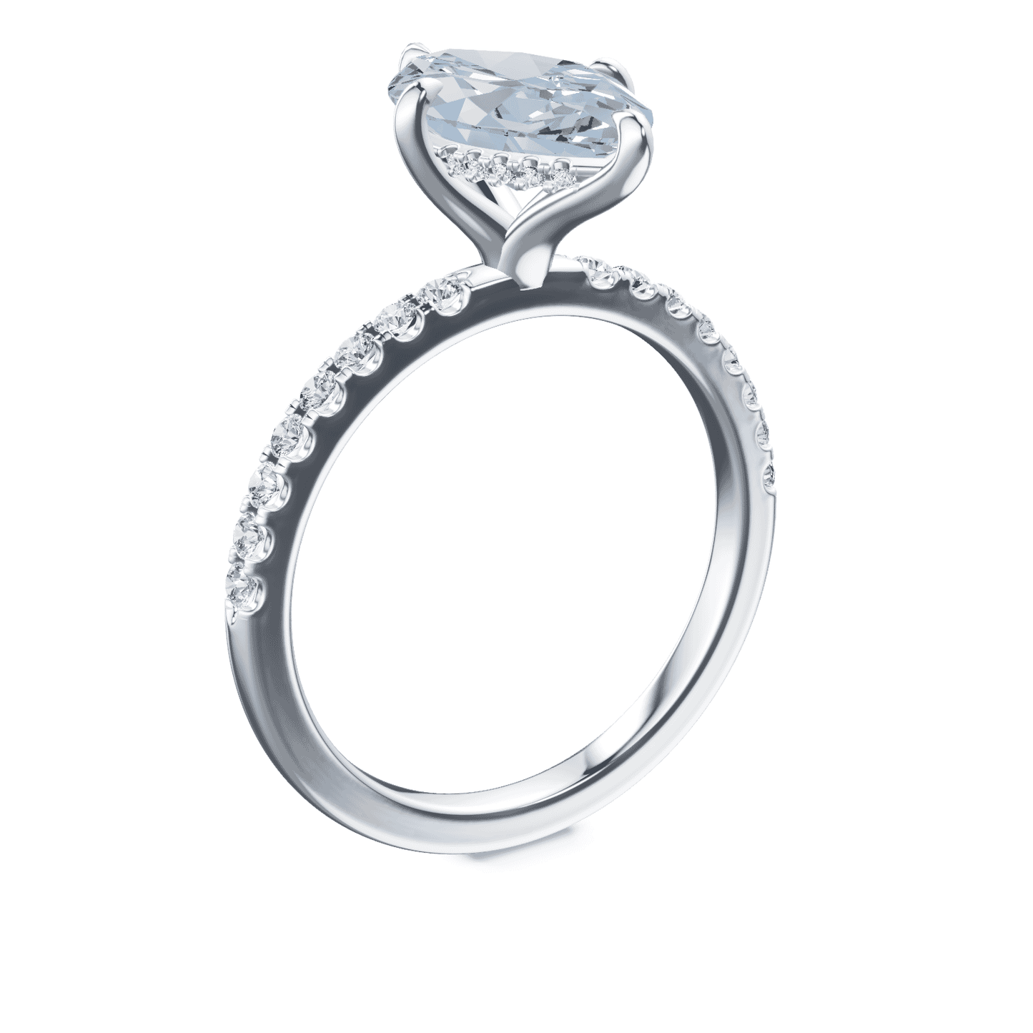 Marquise Cut Low Profile Blue Pave Ring