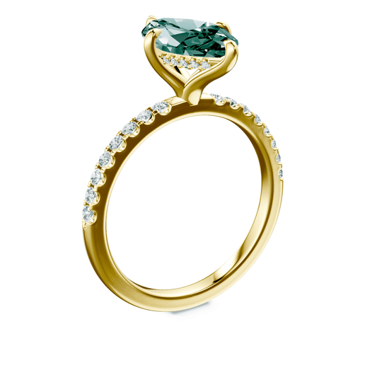 Marquise Cut Green Diamond Pave Ring