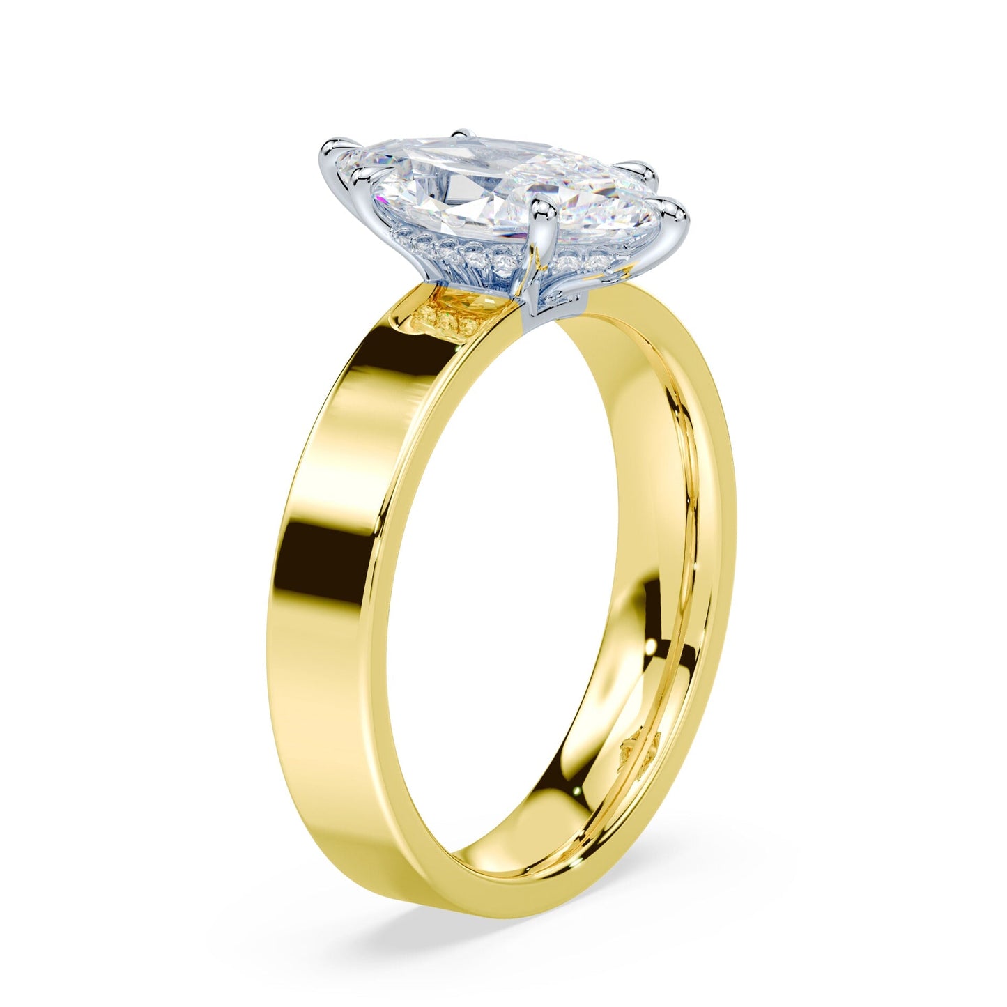 Marquise Cut Low Hidden Halo Wide Ring
