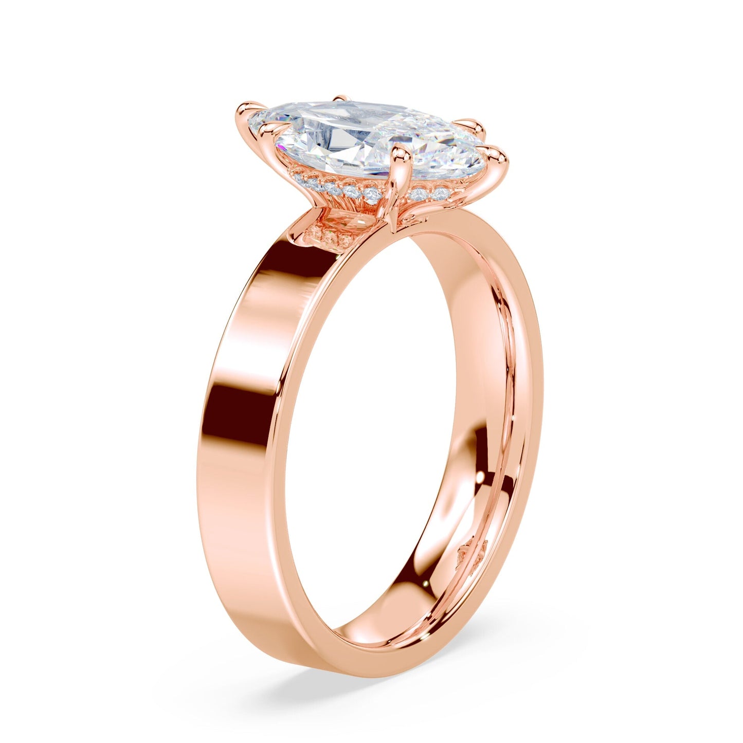 Marquise Cut Low Hidden Halo Wide Ring