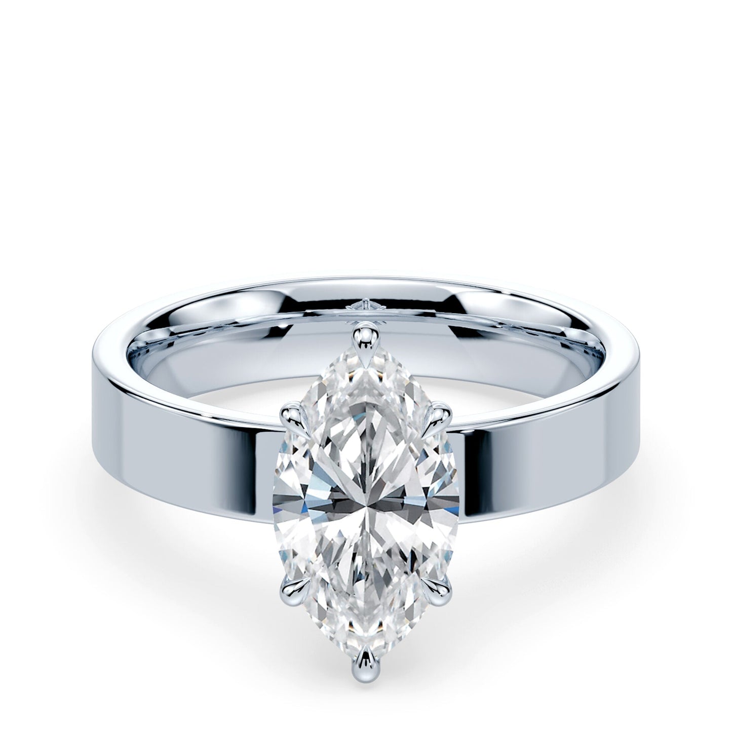 Marquise Cut Low Hidden Halo Wide Ring