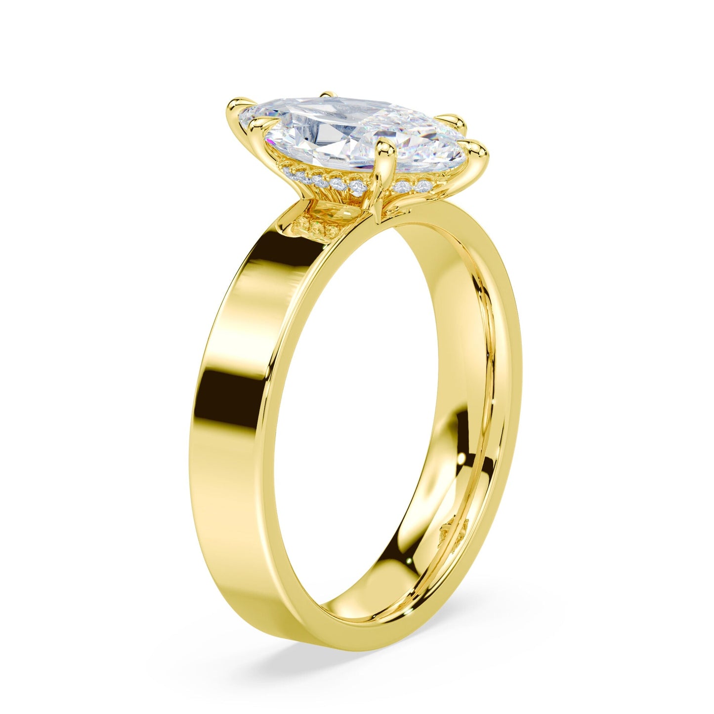 Marquise Cut Low Hidden Halo Wide Ring