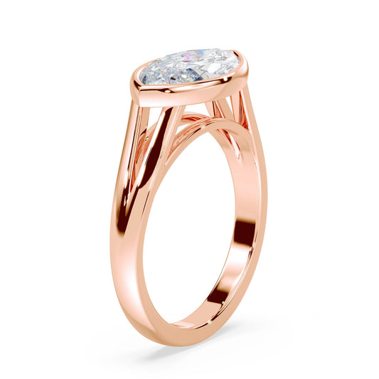 Marquise Cut East-West Split Cathedral Bezel Ring