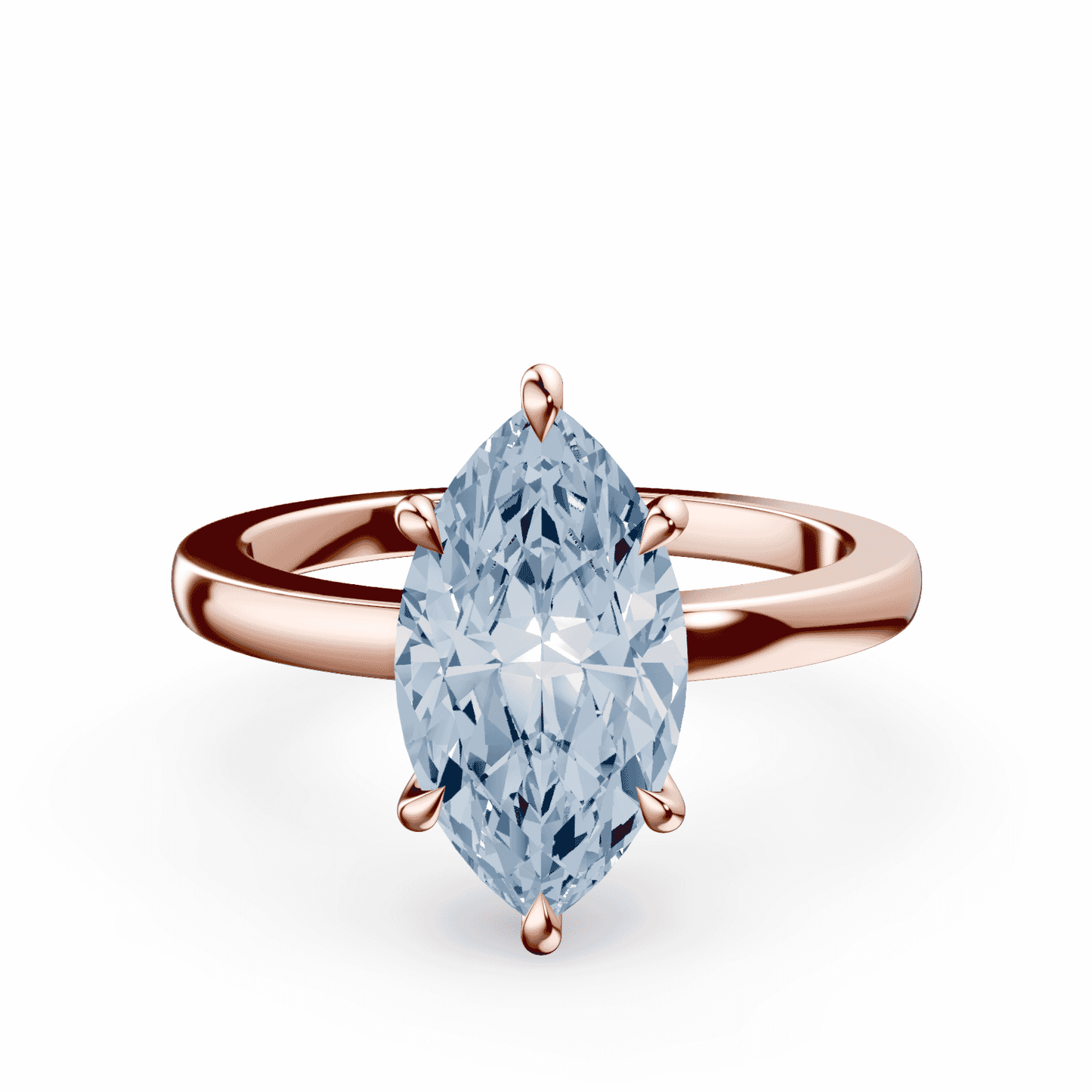 Marquise Cut Low Profile Blue Diamond Ring
