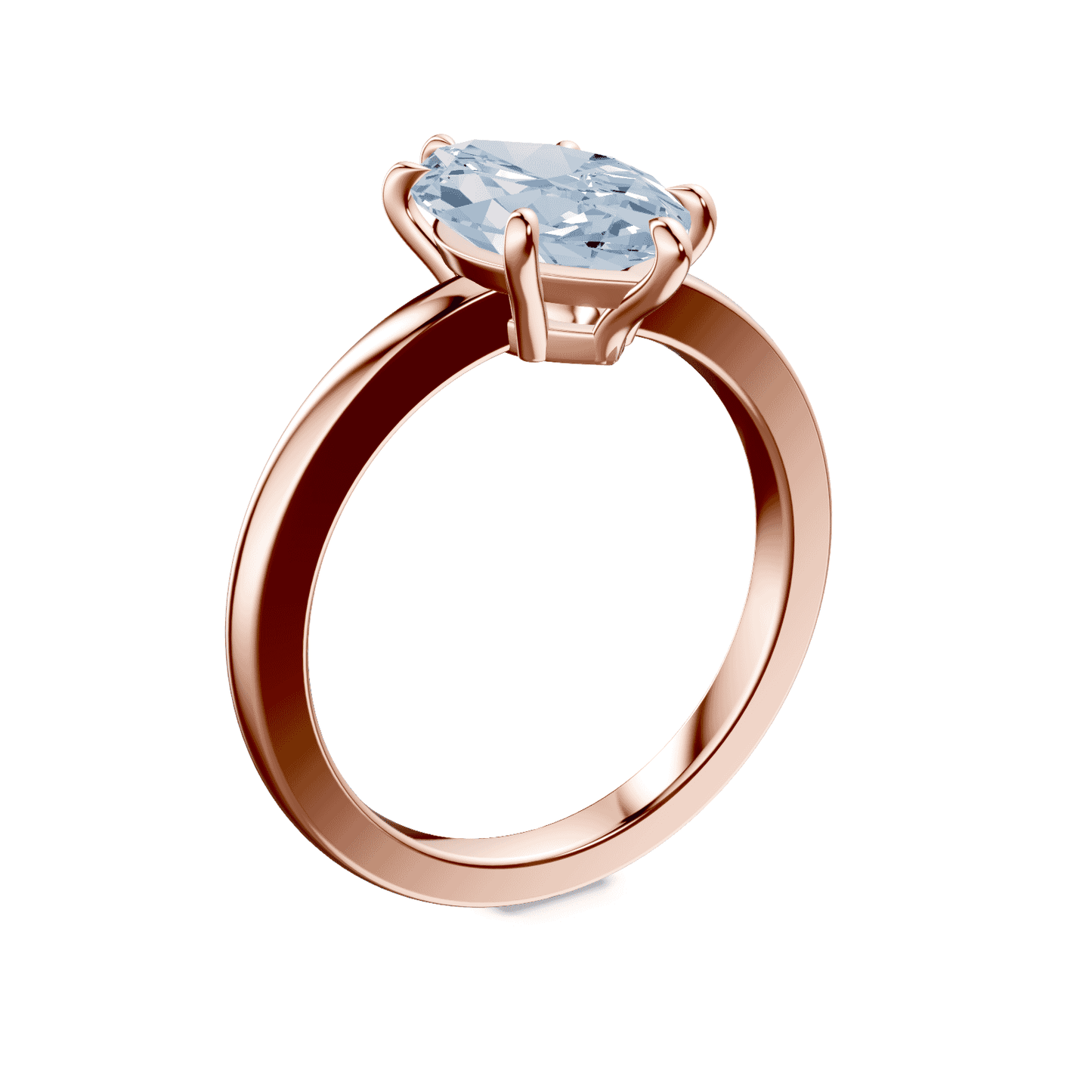 Marquise Cut Low Profile Blue Diamond Ring