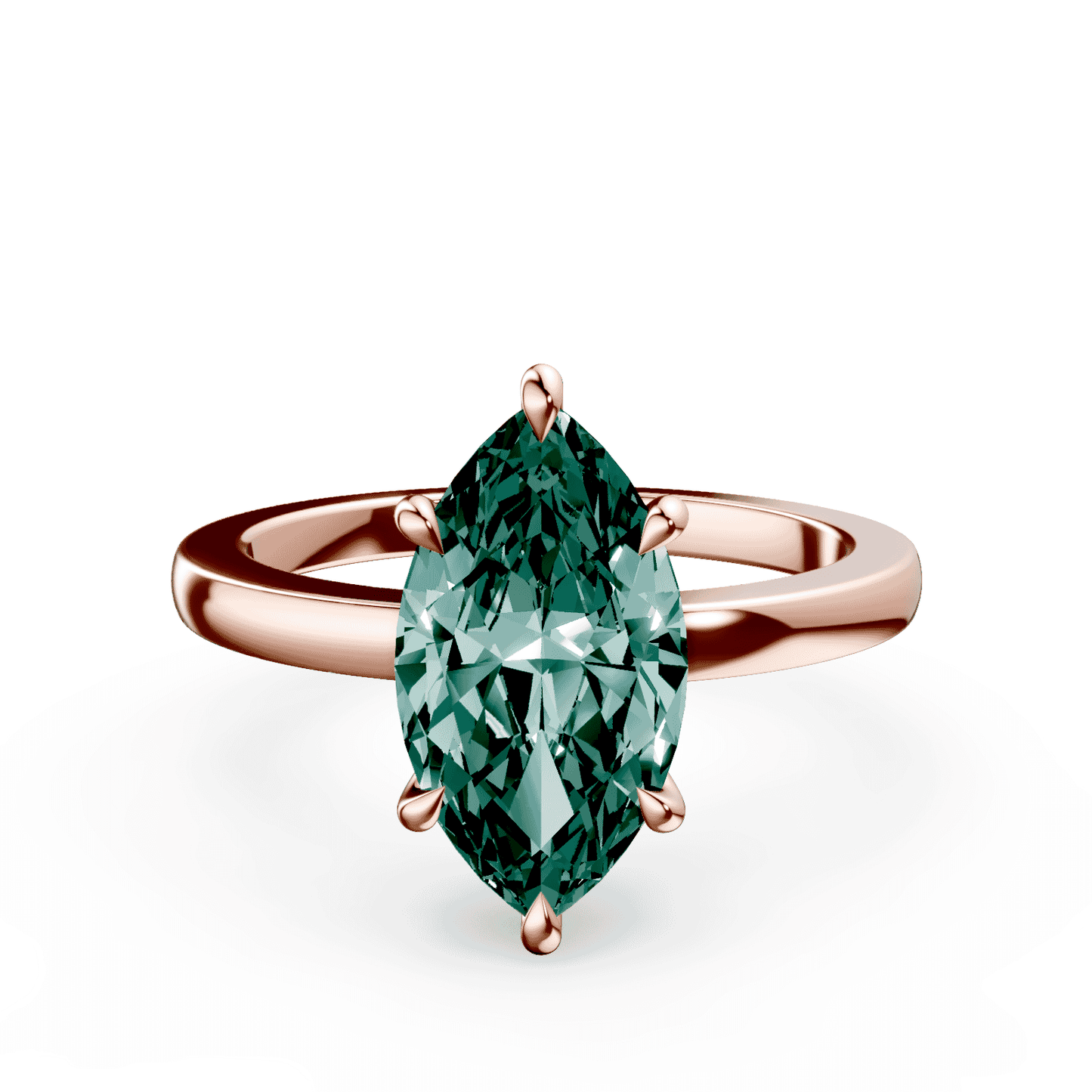 Marquise Cut Low Profile Green Diamond Ring