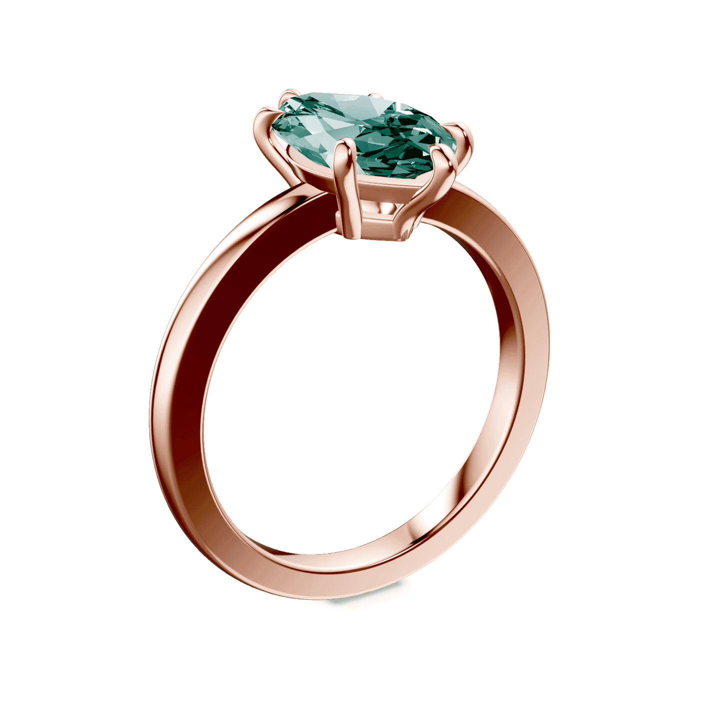 Marquise Cut Low Profile Green Diamond Ring