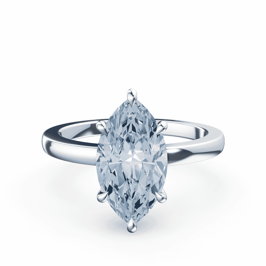 Marquise Cut Low Profile Blue Diamond Ring