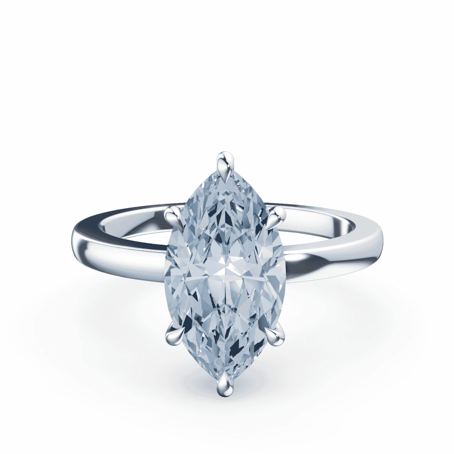 Marquise Cut Low Profile Blue Diamond Ring