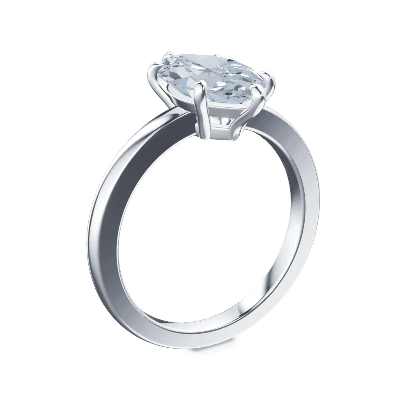 Marquise Cut Low Profile Blue Diamond Ring