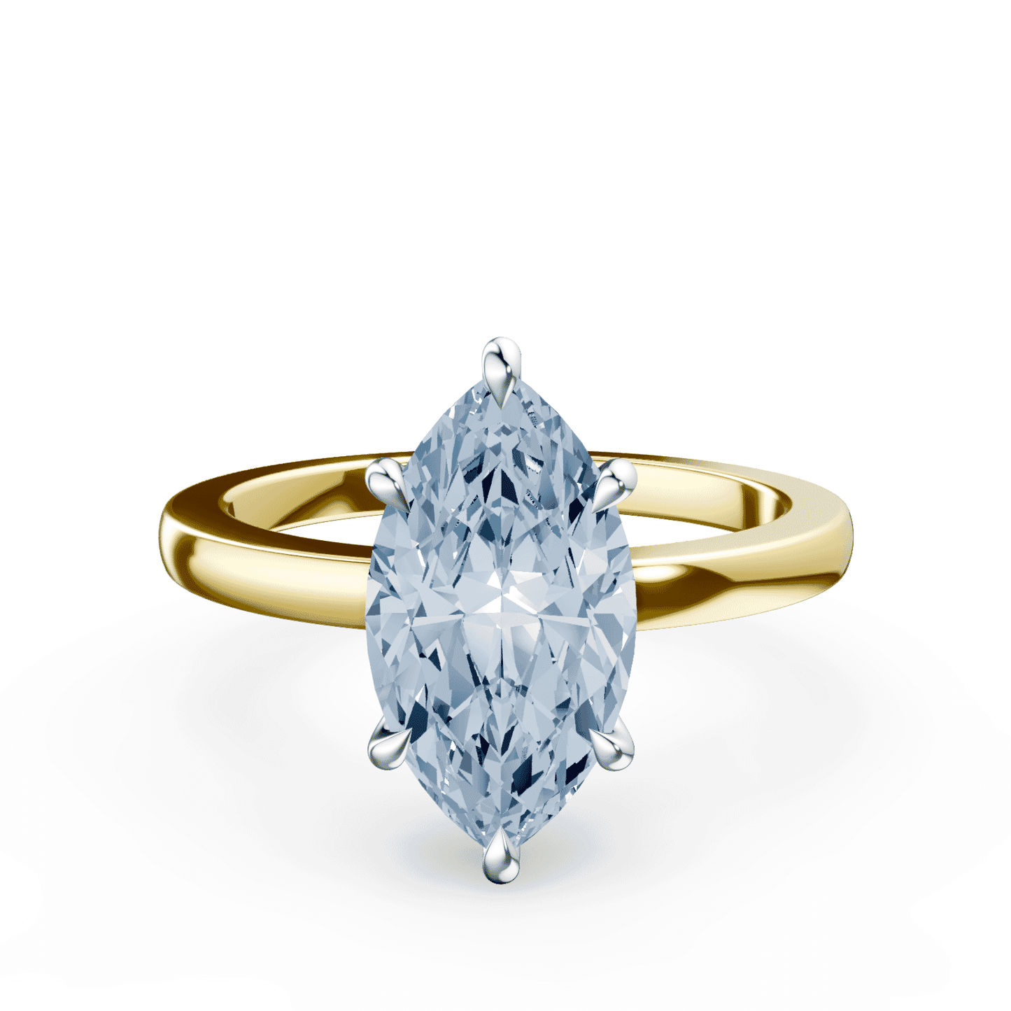 Marquise Cut Low Profile Blue Diamond Ring