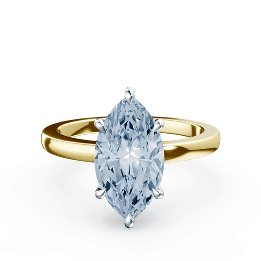 Marquise Cut Low Profile Blue Diamond Ring