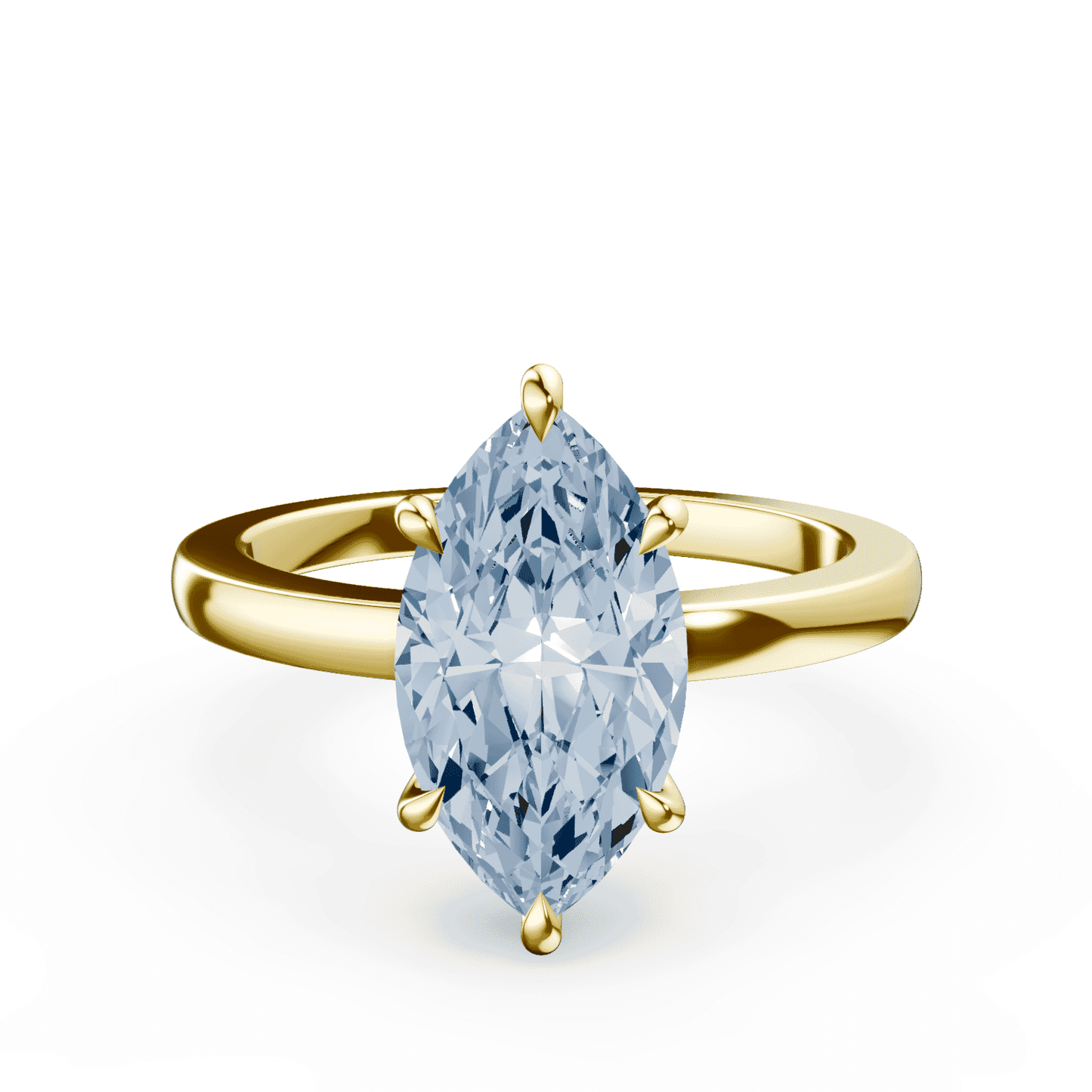 Marquise Cut Low Profile Blue Diamond Ring