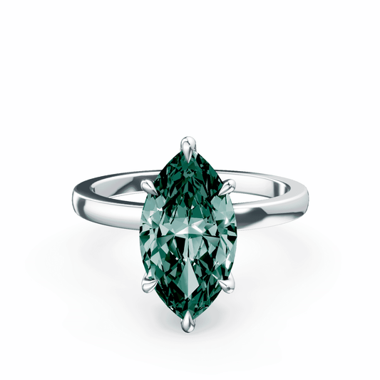Marquise Cut Green Diamond Ring