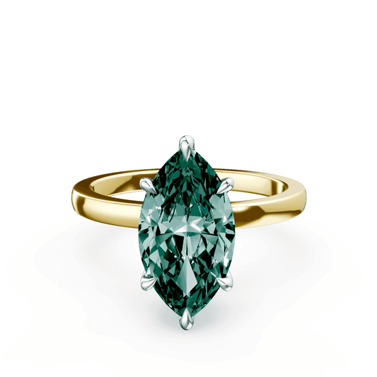 Marquise Cut Green Diamond Ring