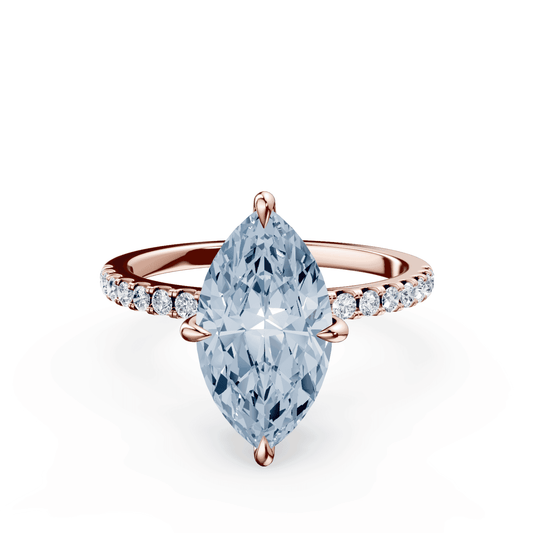 Marquise Cut Low Profile Blue Pave Ring