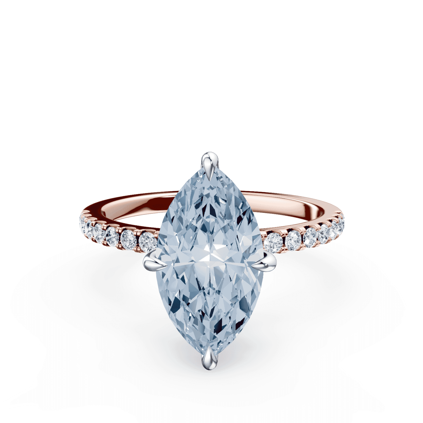 Marquise Cut Low Profile Blue Pave Ring