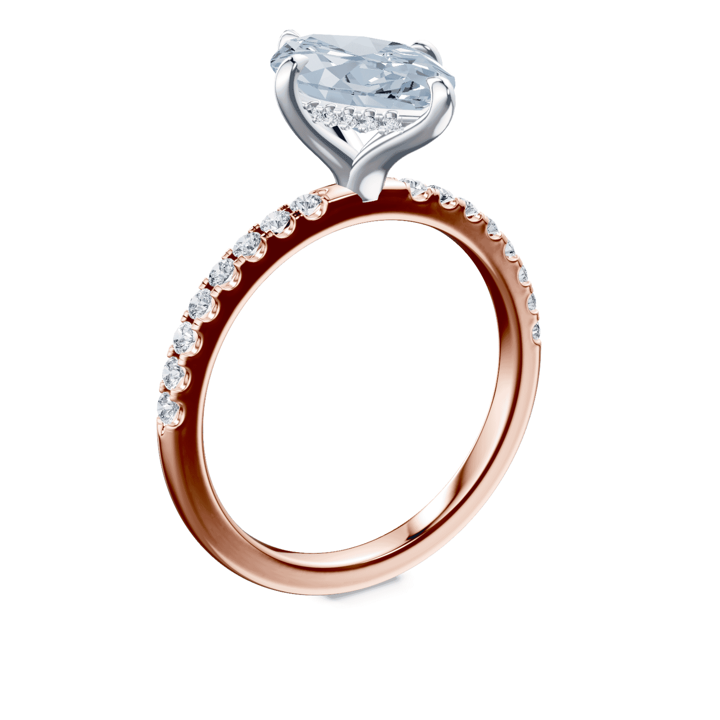 Marquise Cut Low Profile Blue Pave Ring