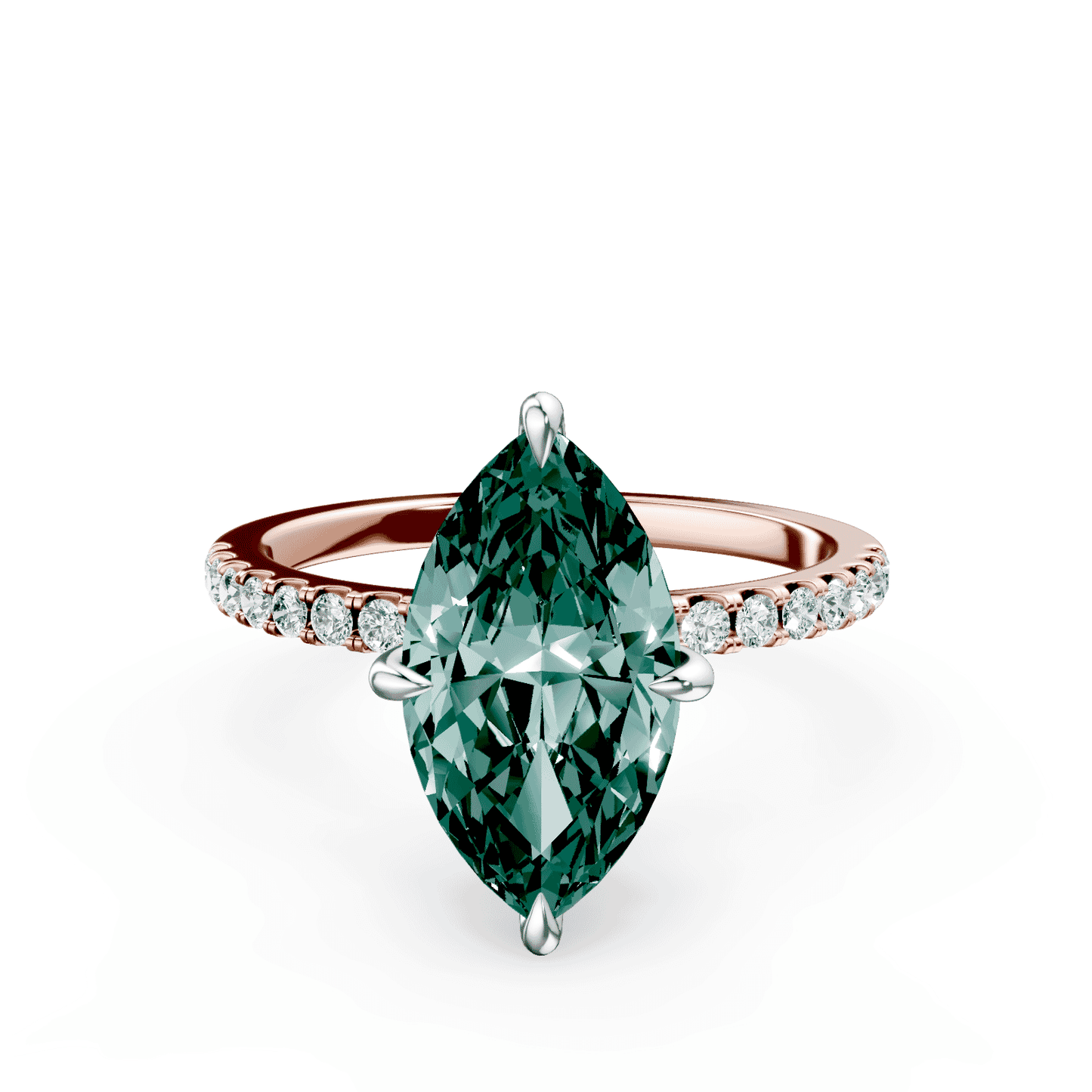 Marquise Cut Green Diamond Pave Ring