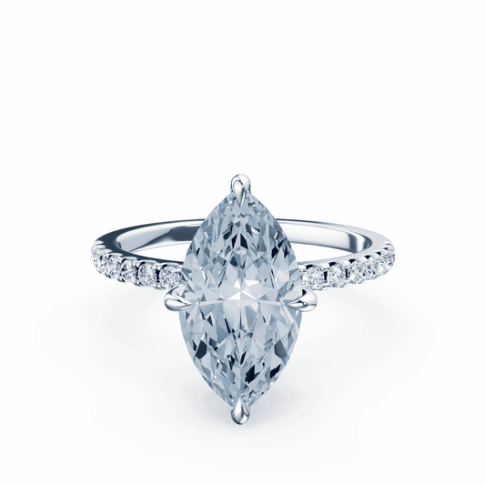 Marquise Cut Low Profile Blue Pave Ring