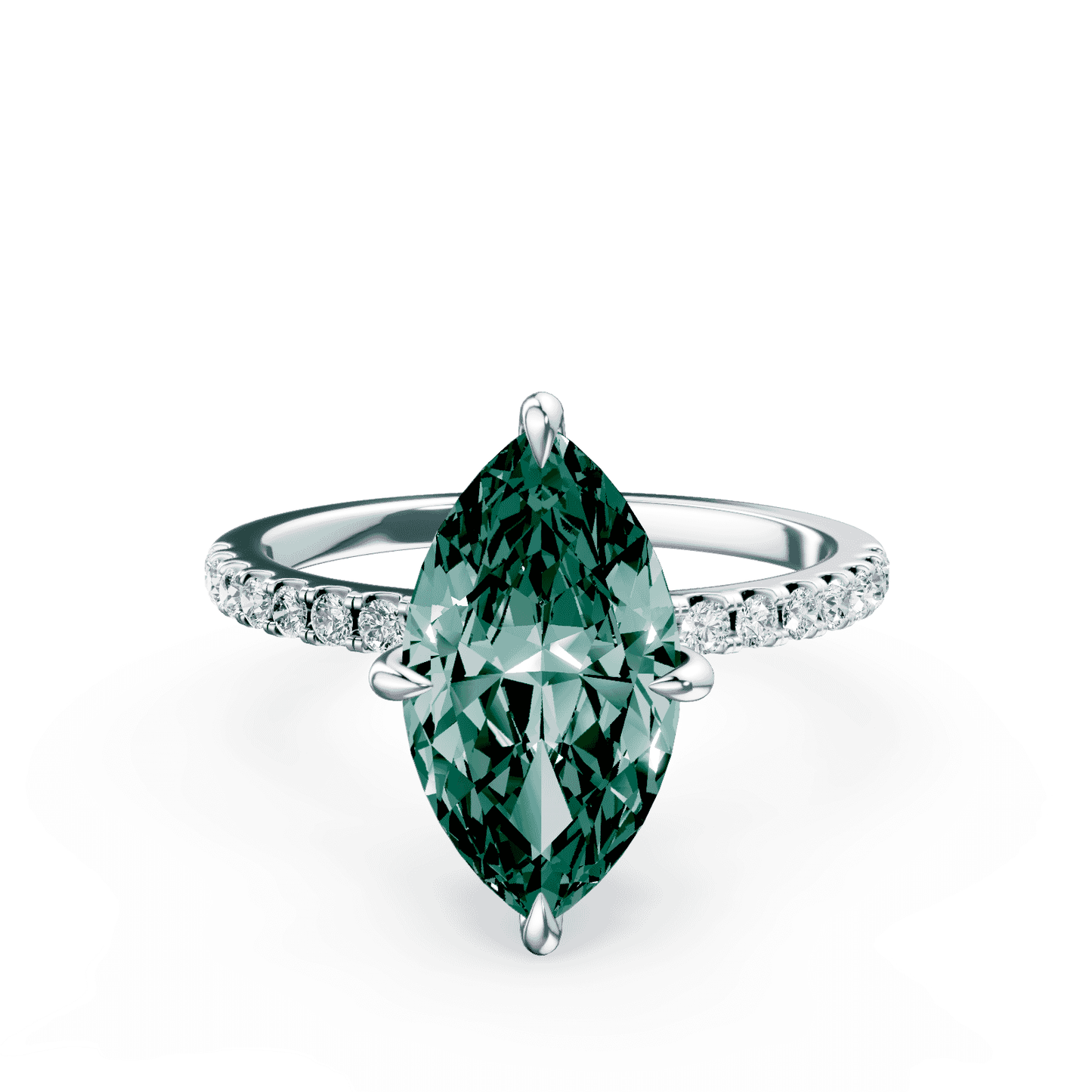 Marquise Cut Green Diamond Pave Ring