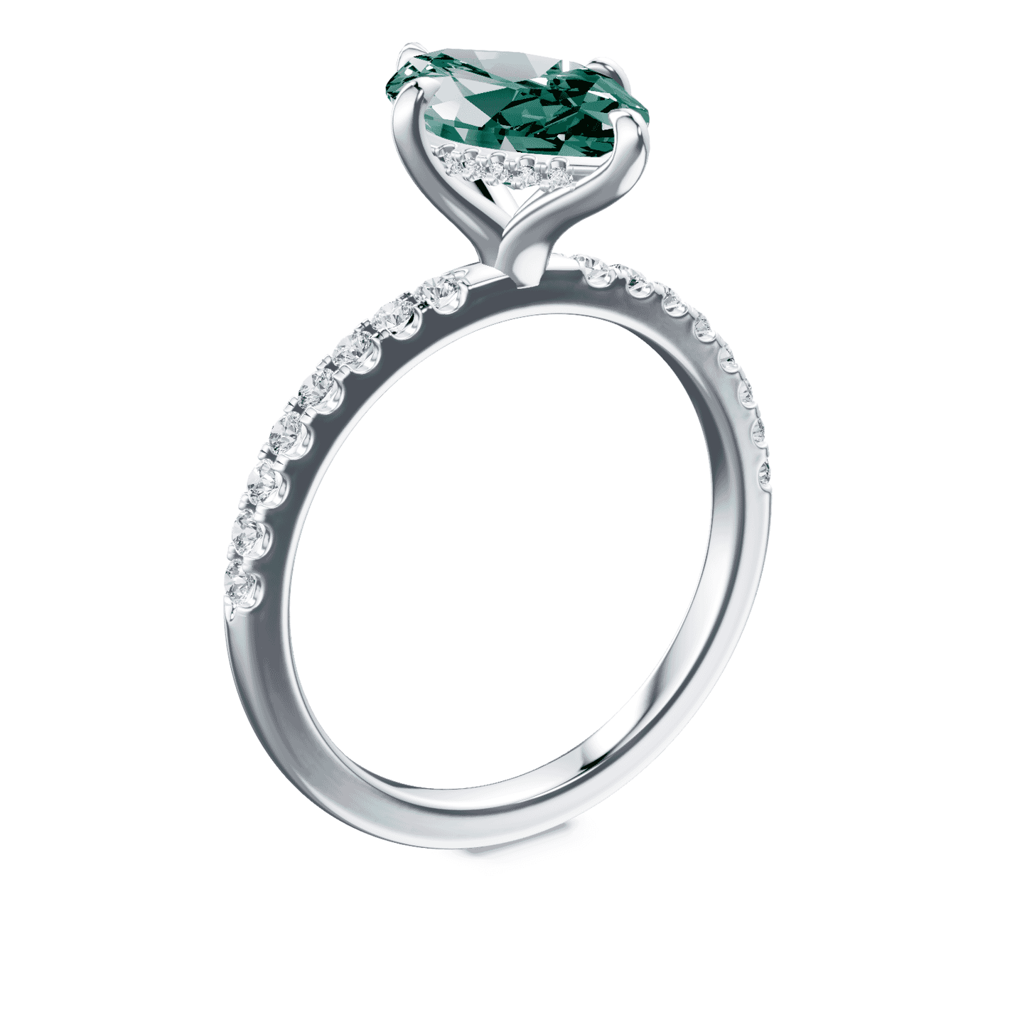 Marquise Cut Green Diamond Pave Ring