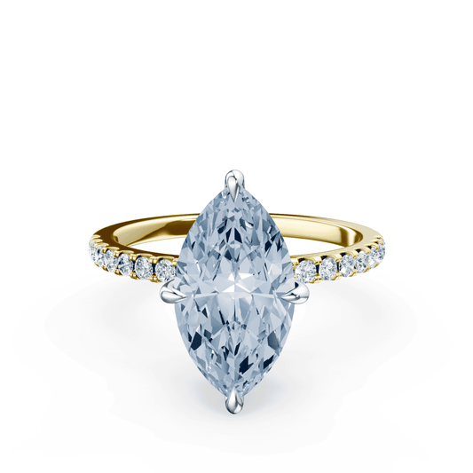 Marquise Cut Low Profile Blue Pave Ring