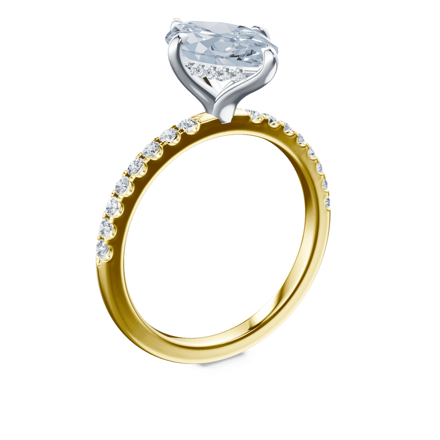 Marquise Cut Low Profile Blue Pave Ring