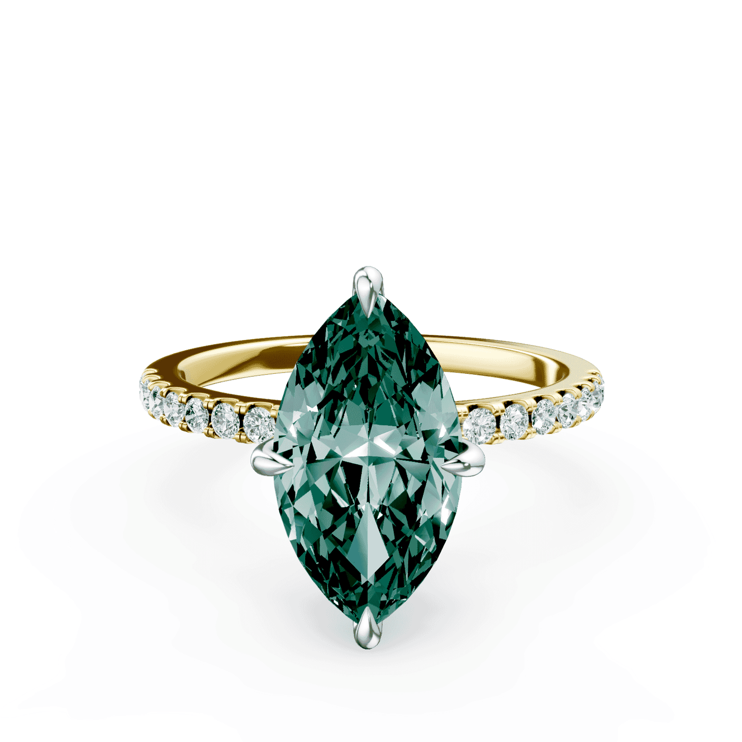 Marquise Cut Green Diamond Pave Ring