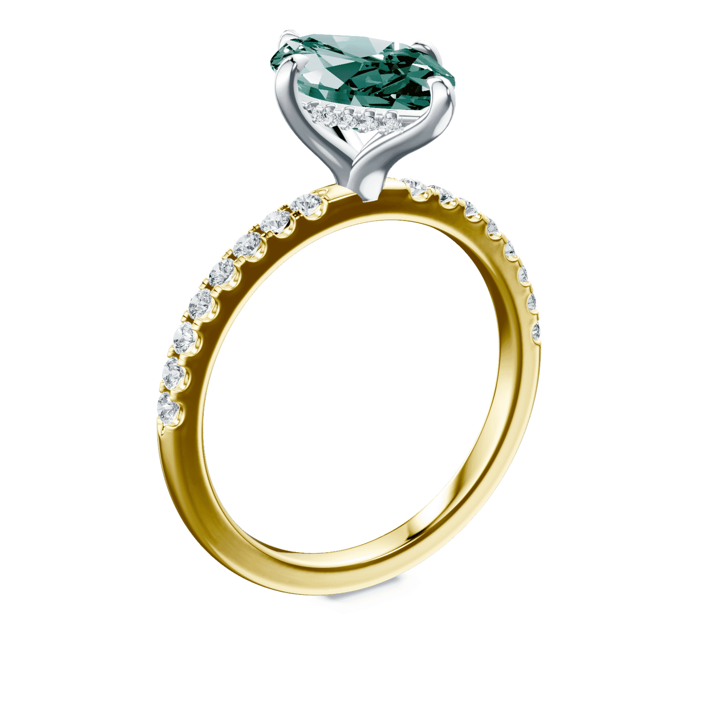 Marquise Cut Green Diamond Pave Ring