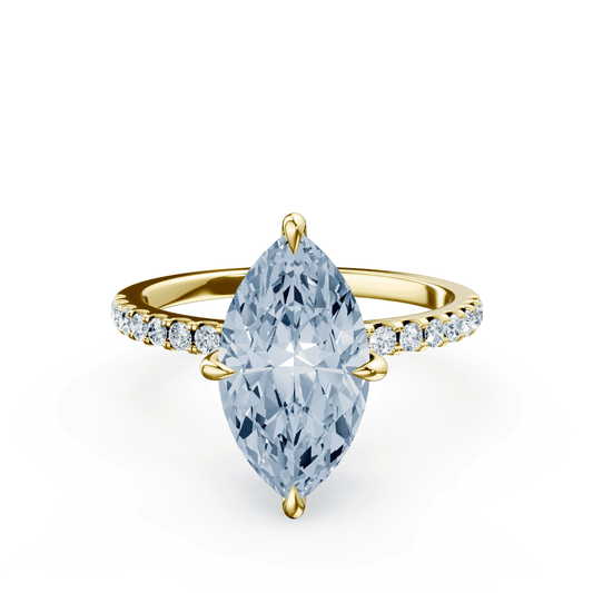 Marquise Cut Low Profile Blue Pave Ring