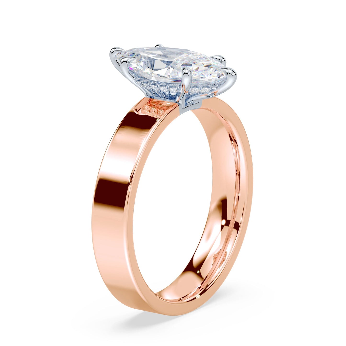 Marquise Cut Low Hidden Halo Wide Ring