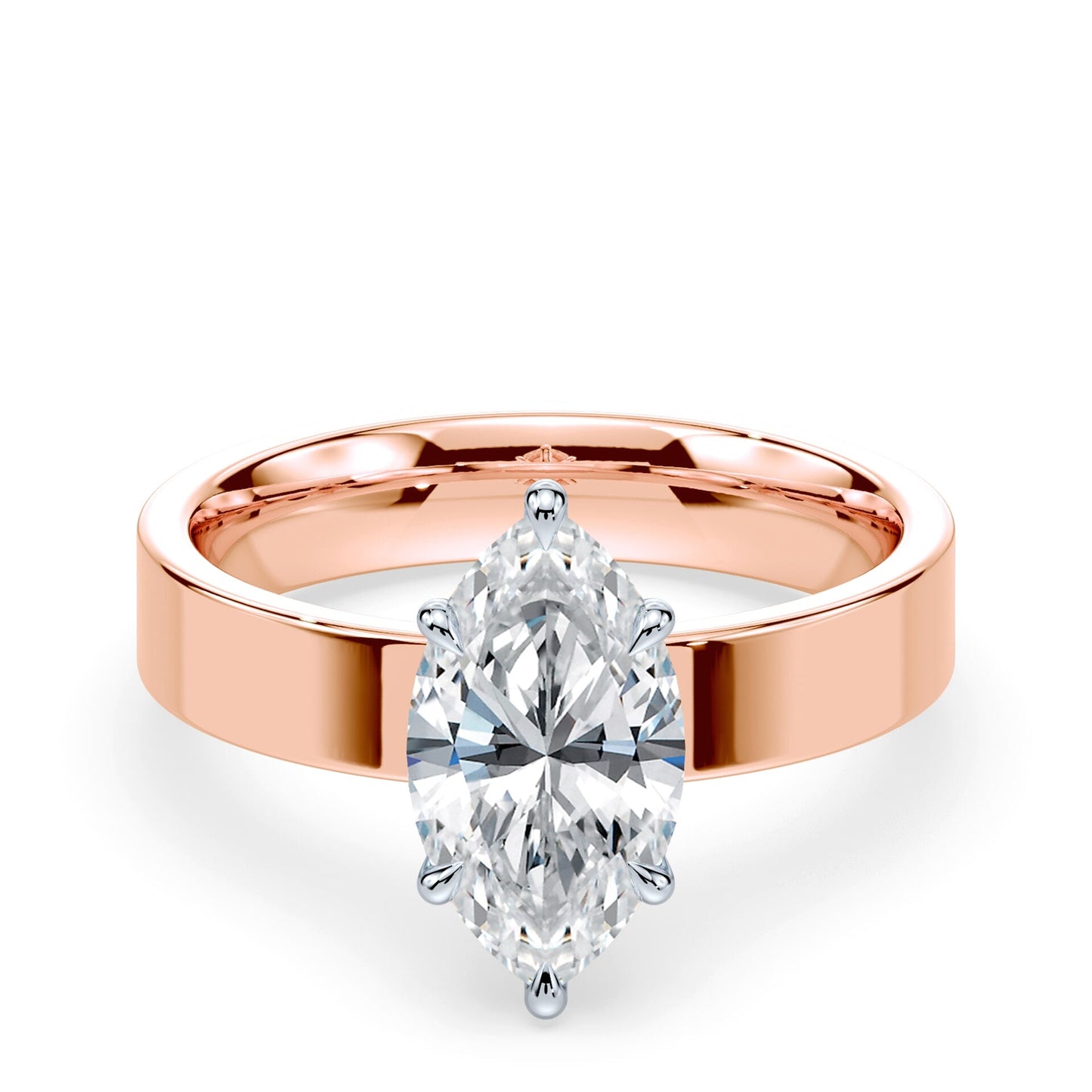 Marquise Cut Low Hidden Halo Wide Ring