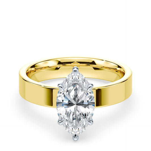 Marquise Cut Low Hidden Halo Wide Ring
