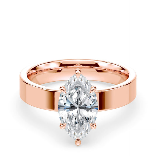 Marquise Cut Low Hidden Halo Wide Ring