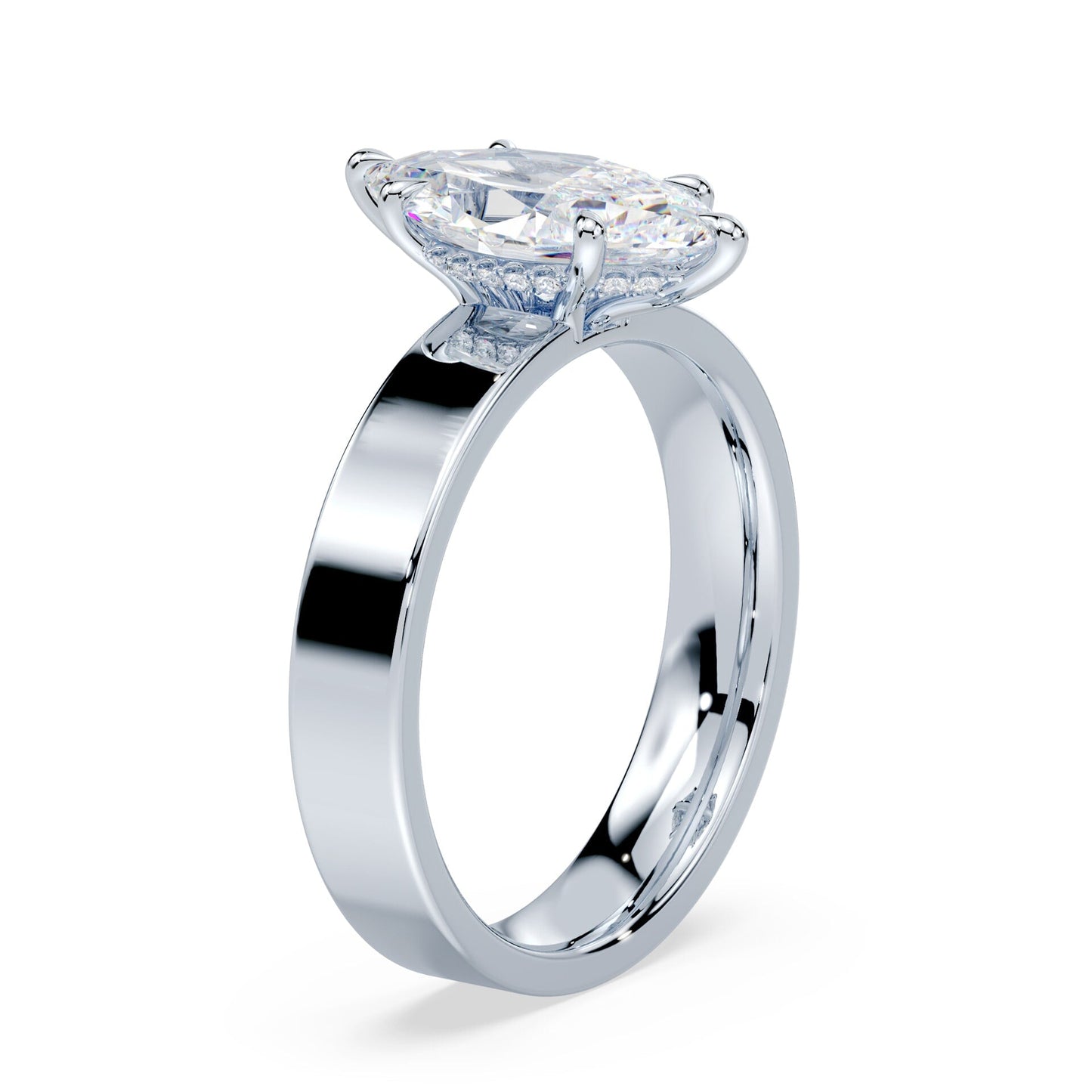 Marquise Cut Low Hidden Halo Wide Ring