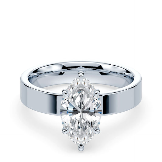 Marquise Cut Low Hidden Halo Wide Ring