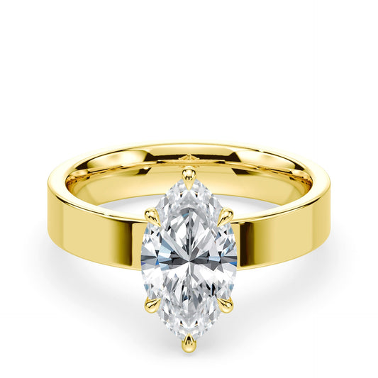 Marquise Cut Low Hidden Halo Wide Ring