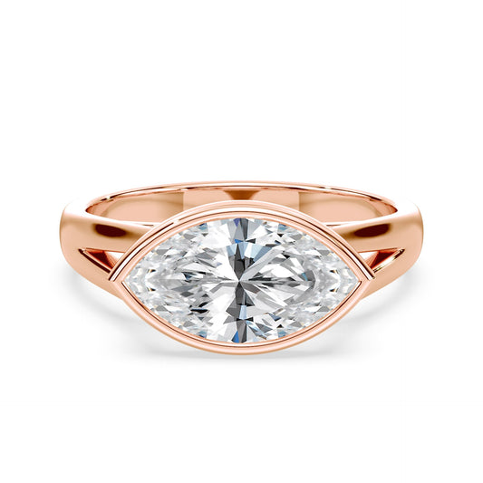 Marquise Cut East-West Split Cathedral Bezel Ring