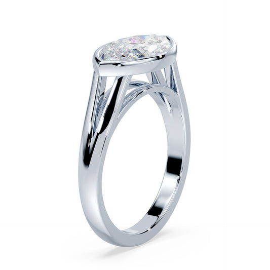 Marquise Cut East-West Split Cathedral Bezel Ring