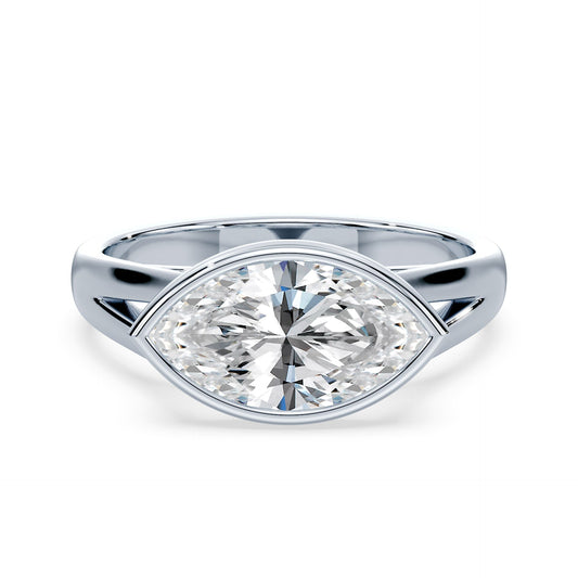 Marquise Cut East-West Split Cathedral Bezel Ring