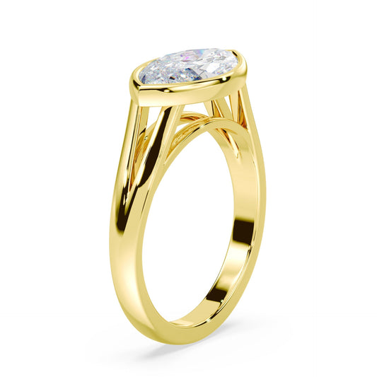 Marquise Cut East-West Split Cathedral Bezel Ring